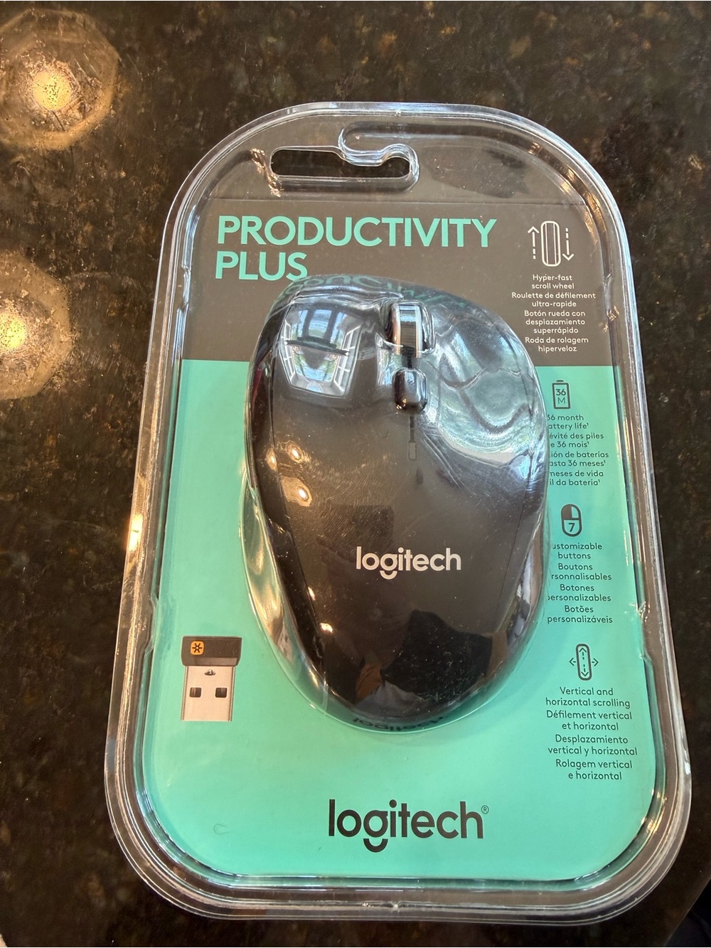 Logitech Productivity Plus Wireless Mouse, Black, Includes Batteries New